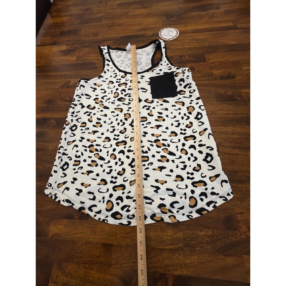 Sunshine & Rodeos Tank Top Women's small white Leopard Sleeveless y2k NWT sku 61 - Picture 3 of 8